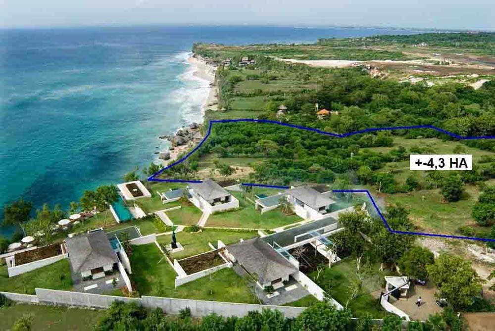 Tanah pinggir tebing yang mewah untuk dijual di Bali di area terbaik di Uluwatu